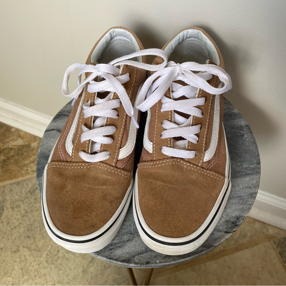 Vans Tan and White Women's Sneakers - Picture 3 of 3